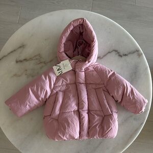 Zara toddler pink puffer jacket